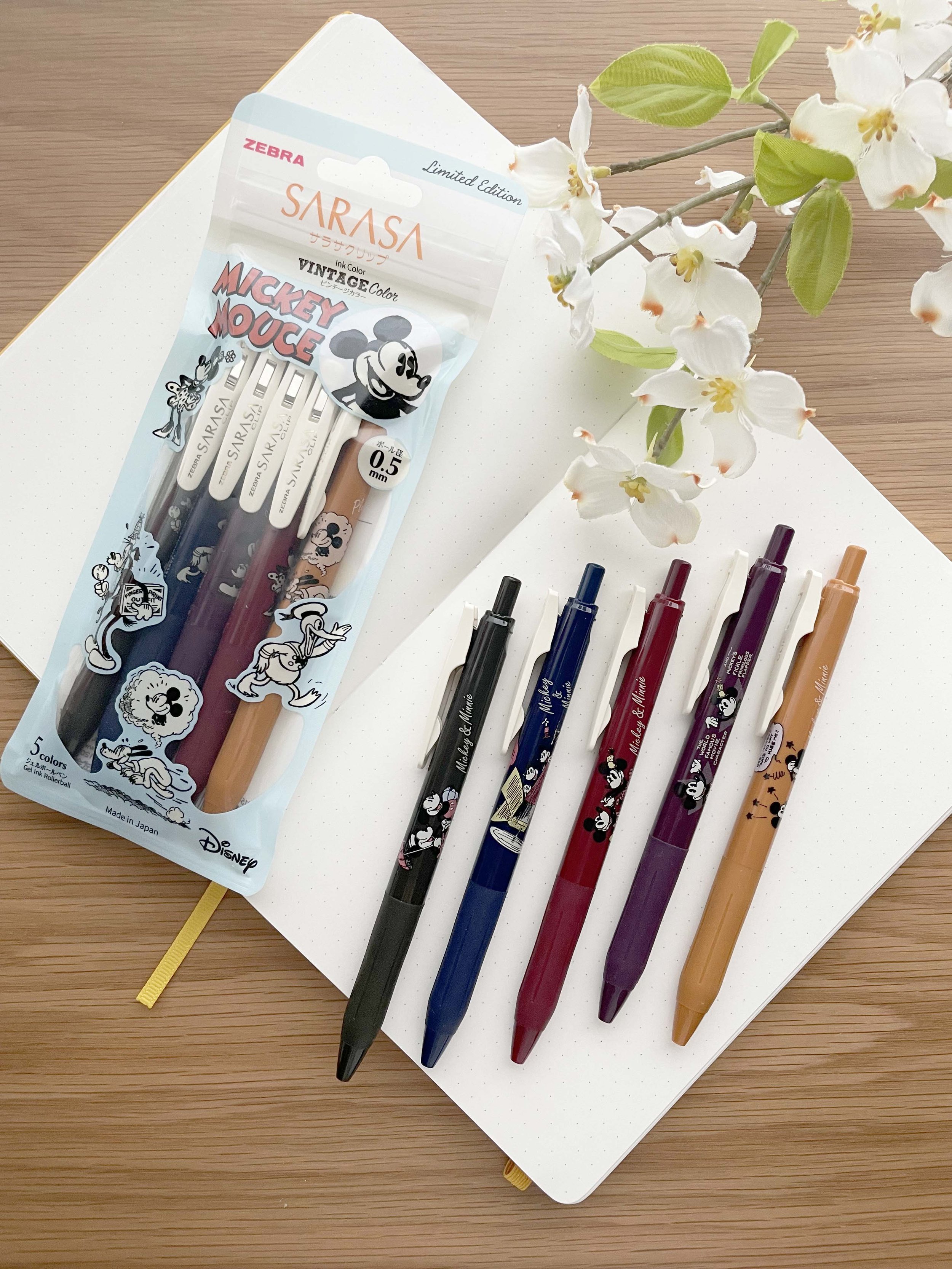 Sarasa Vintage Color Gel 05mm Pen Set - Disney Mickey and Minnie